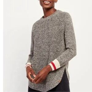 Cozy Grey Marled Crew Neck Cotton Blend Sweater XS Cottagecore Relax fit Top